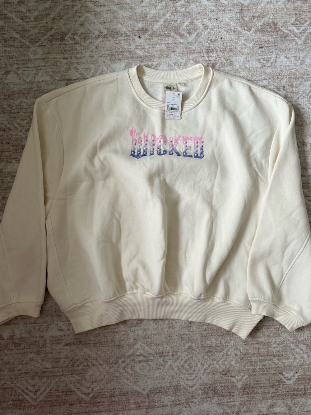 Cream 'Wicked' Graphic Crewneck Sweatshirt